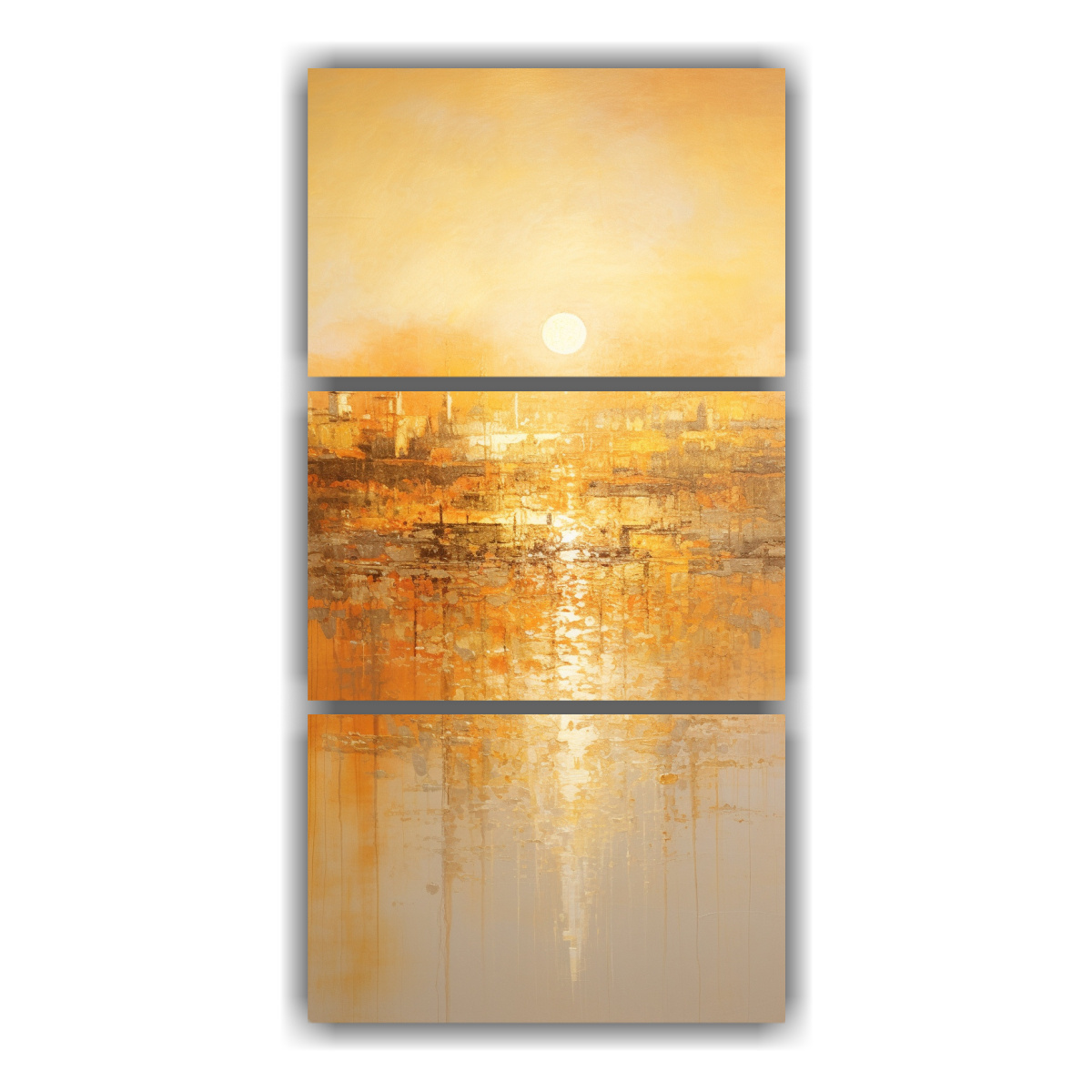 Pinturas Decorativas: Puerto Animado En Tríptico Armonía Colores