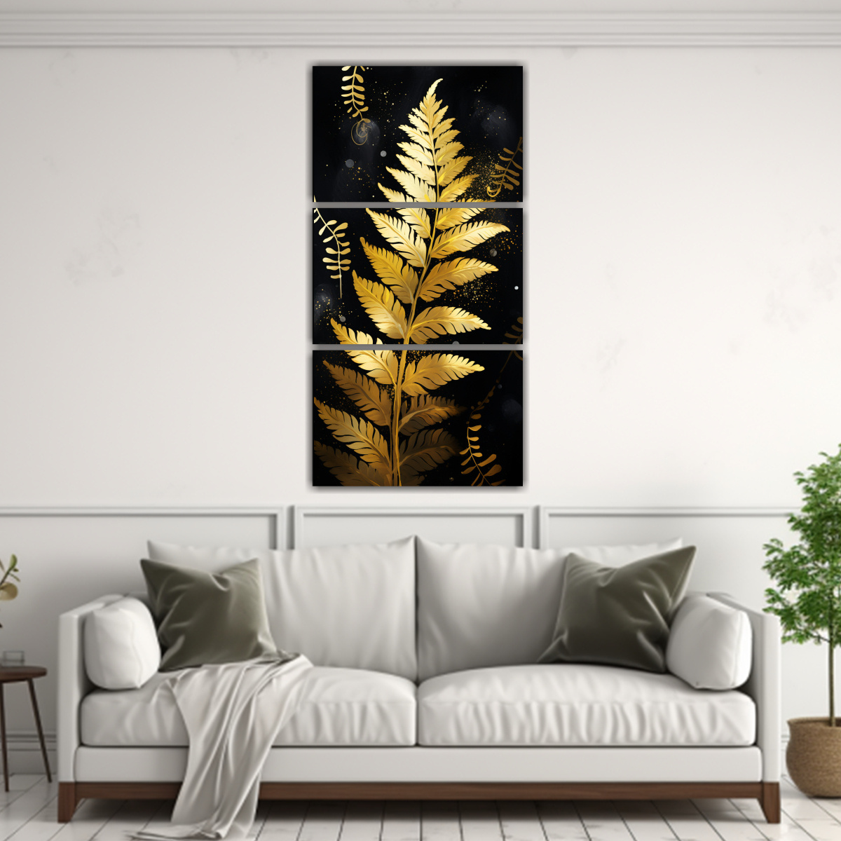 pinturas-detalle-hermoso-de-hojas-de-helecho-en-oro-y-negro-1