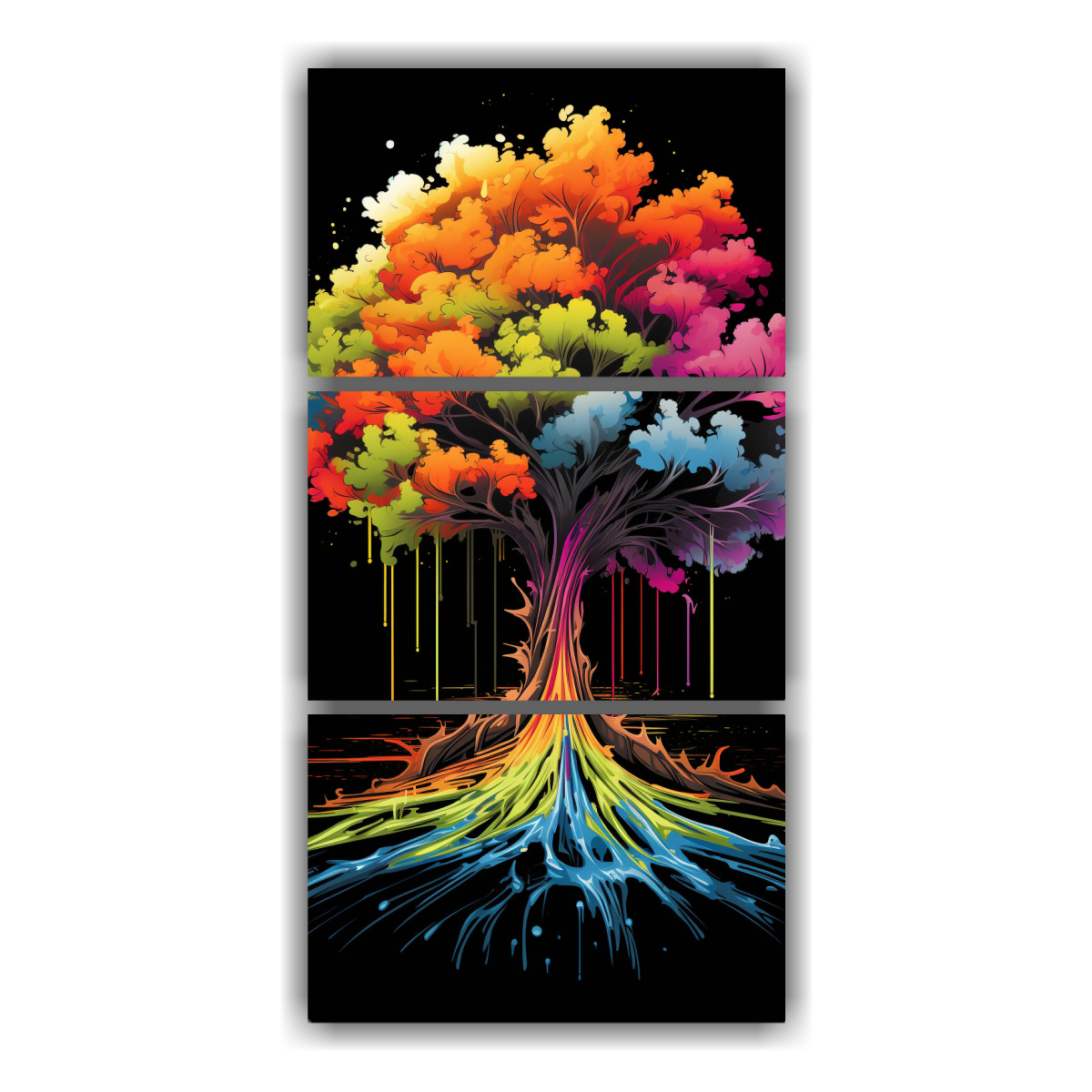 Pinturas En Bastidor De Árbol Redwood En Colores Del Arcoíris