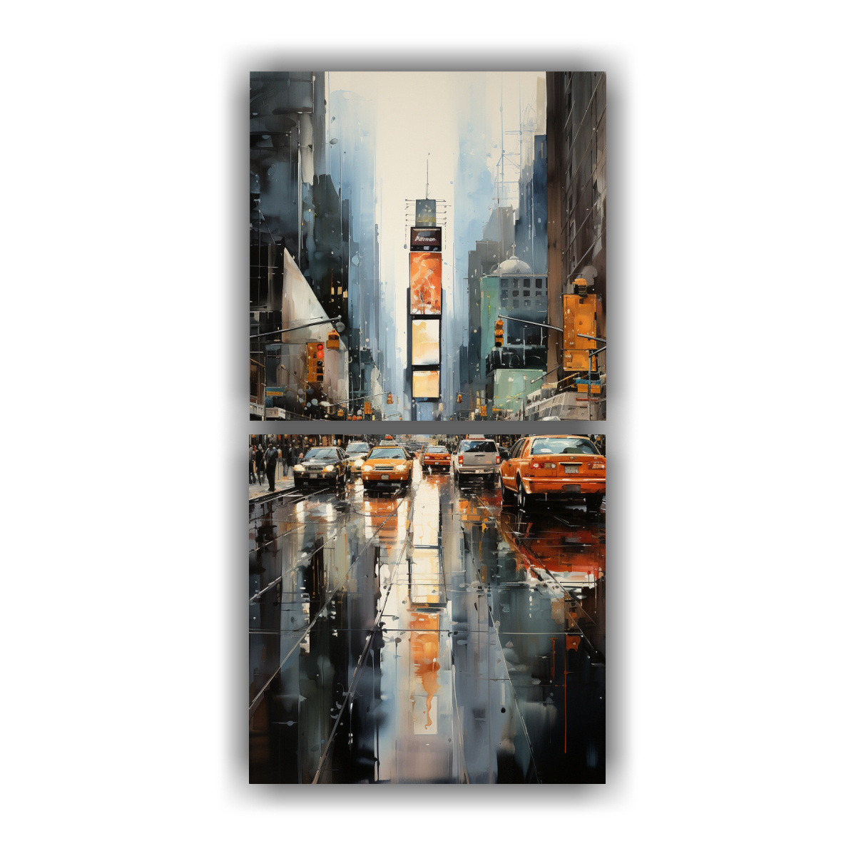 pinturas-estilo-galer-a-esquema-set-2-artes-nueva-york-gris-champ-n-mar-decoraci-n