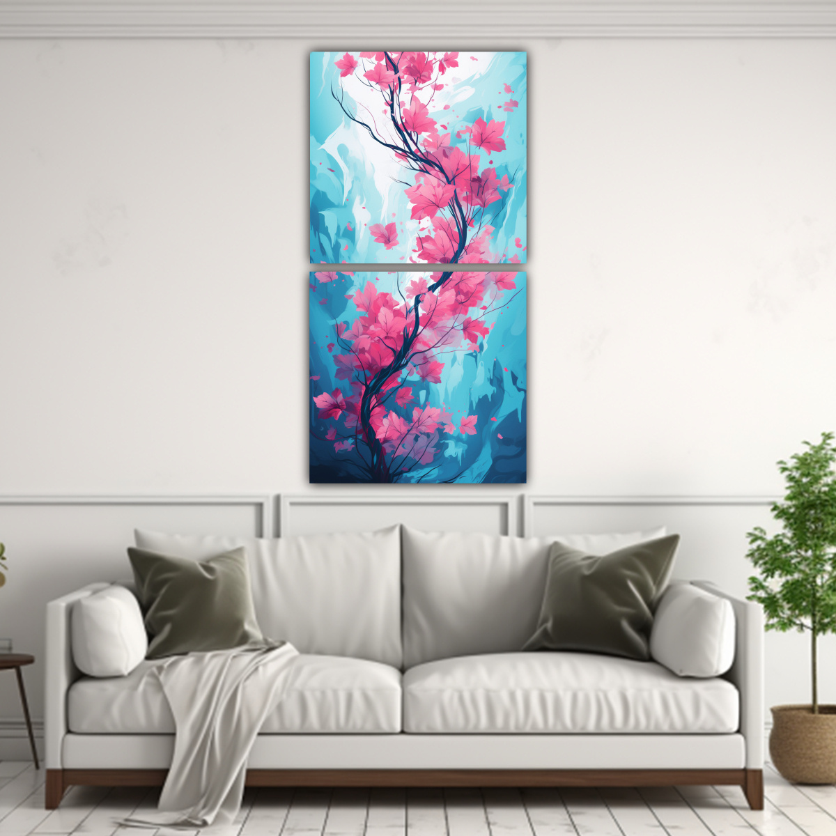 pinturas-vintage-diptico-vida-a-rboles-de-maple-en-turquesa-y-rosa-atmosfera-neonoir-1