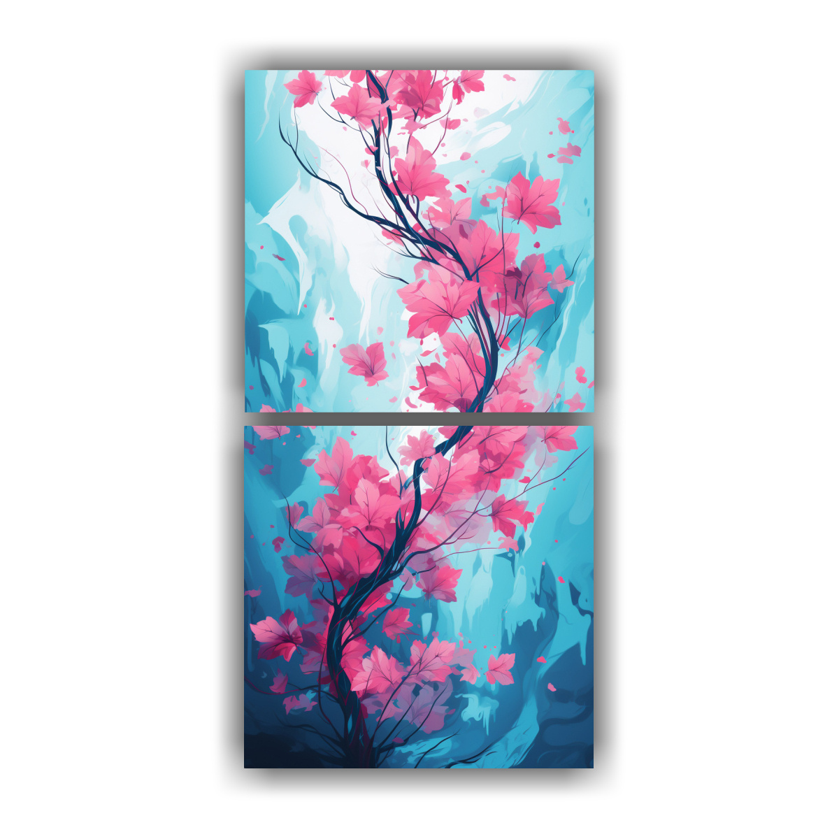 pinturas-vintage-diptico-vida-a-rboles-de-maple-en-turquesa-y-rosa-atmosfera-neonoir
