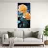 set-2-cuadros-de-pared-creatividad-espectacular-pintura-abstracta-en-colores-amarillo-y-turquesa-con-una-rosa-1