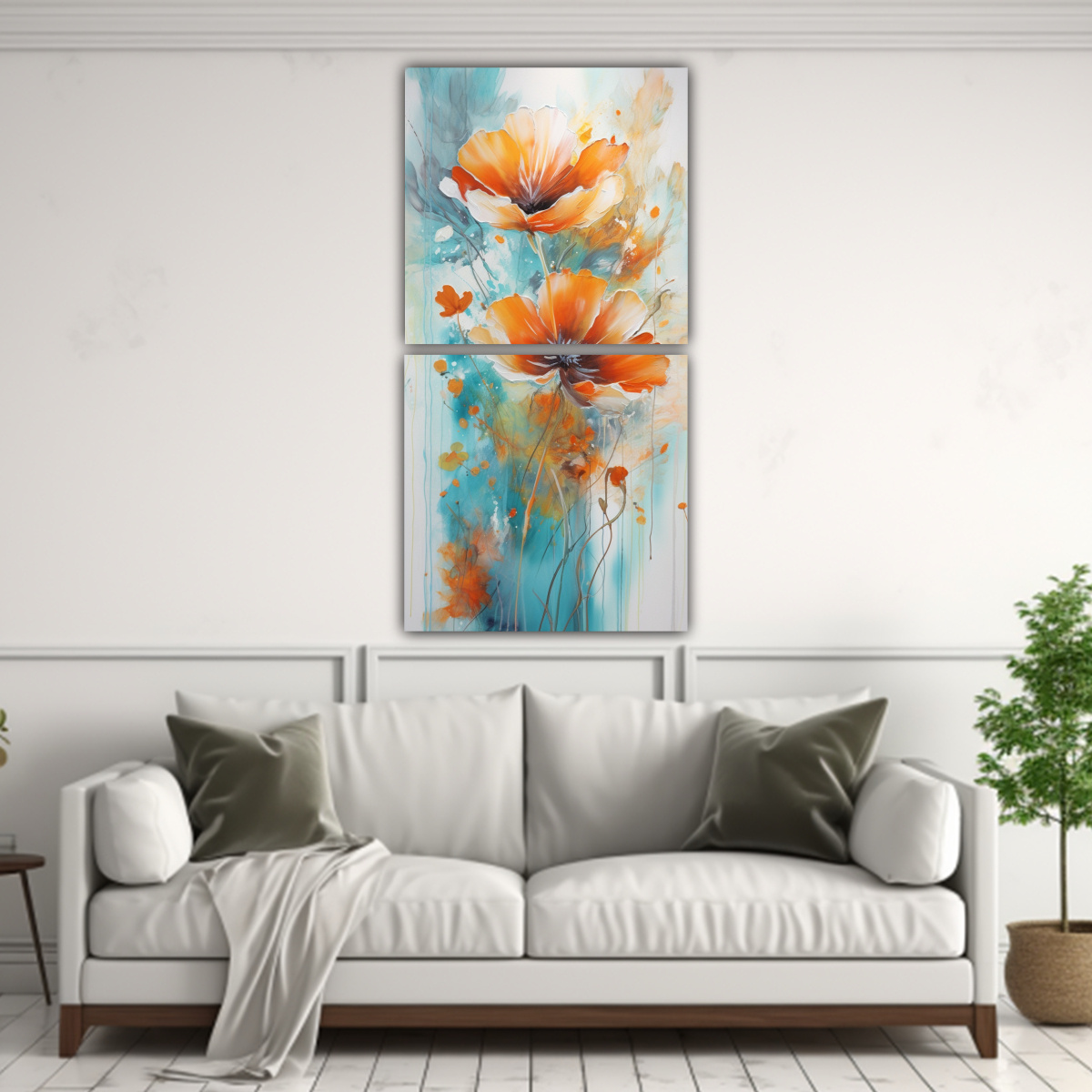 set-2-cuadros-decoraci-n-estrellados-a-no-olvidar-flor-turquesa-y-naranja-abstractos-1