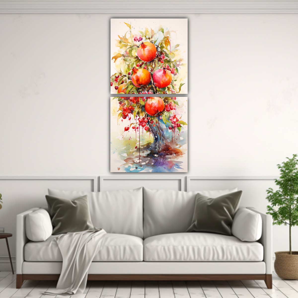 set-2-cuadros-tela-alegre-rbol-granada-naranja-y-rosa-pintura-abstracta-1