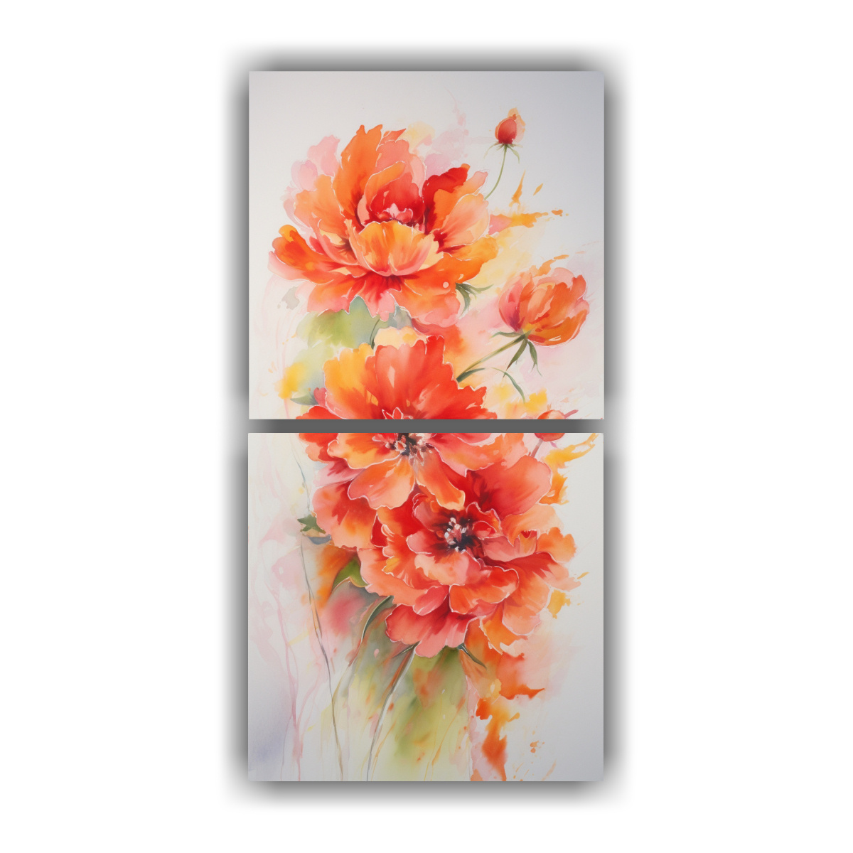set-2-lienzos-de-tela-abstracci-n-adorno-a-flores-peon-as-rojas-y-naranjas-pintura-abstracta