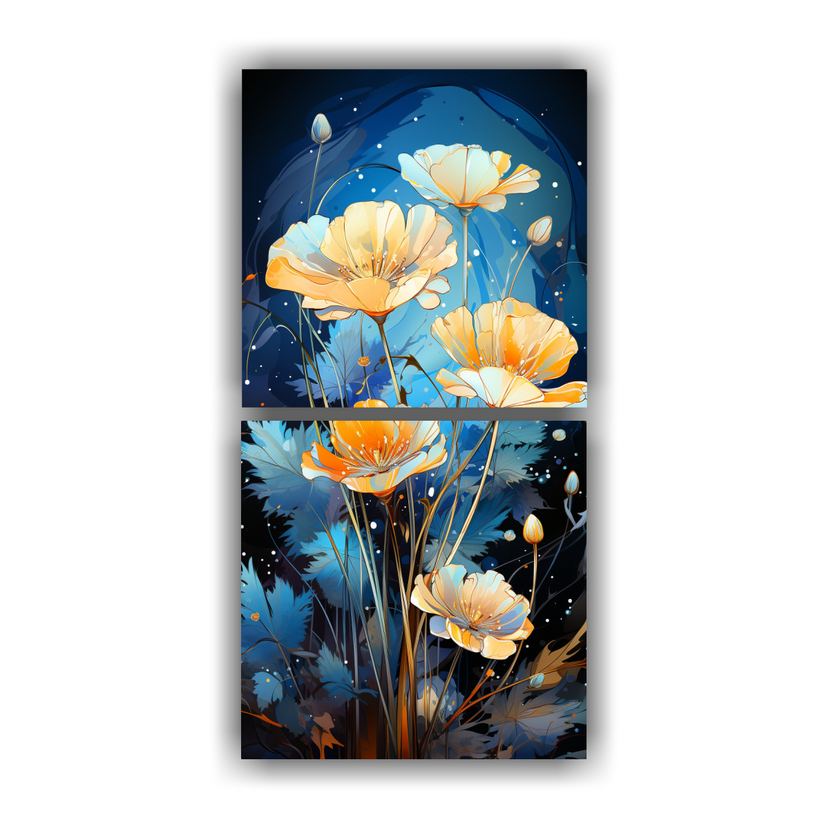 set-2-telas-en-bastidor-creativa-con-hierbas-de-limoncillo-en-colores-azules-en-un-ambiente-neonoir