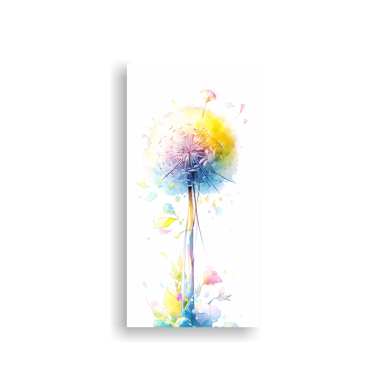 tela-en-bastidor-vertical-flores-de-diente-de-le-n-en-colores-del-arco-ris-pintura-abstracta-de-agua
