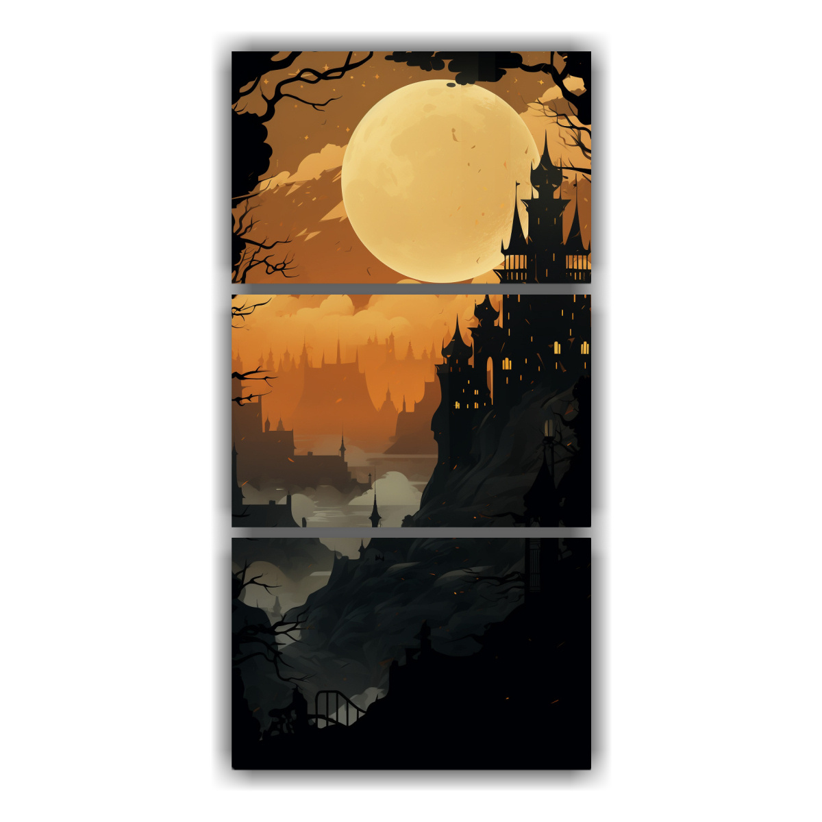 tr-o-cuadros-decorativos-estilo-europeo-castillo-antiguo-en-la-oscuridad