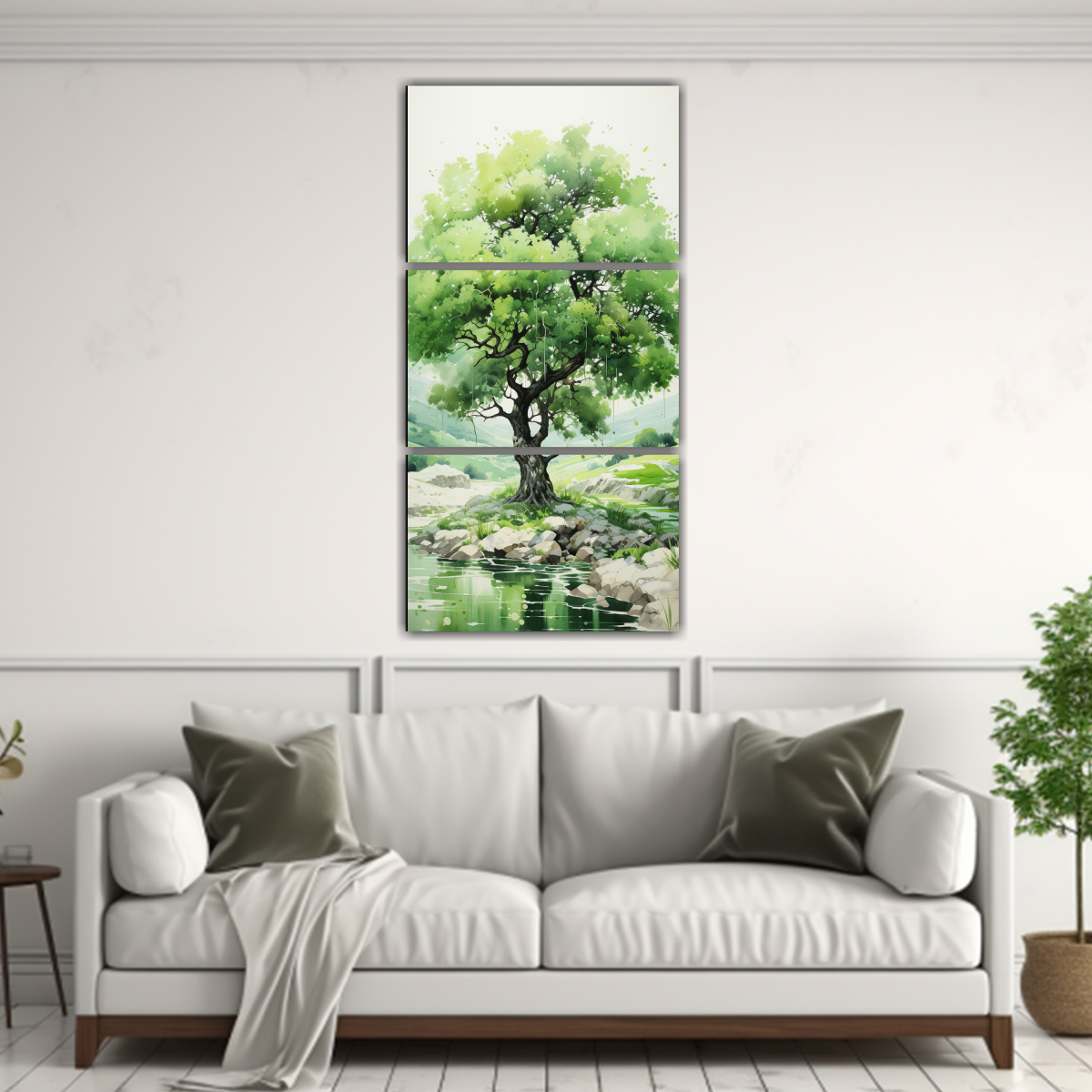 tr-ptico-abstracto-creatividad-verde-oliva-y-blanco-pintura-decorativa-1-1