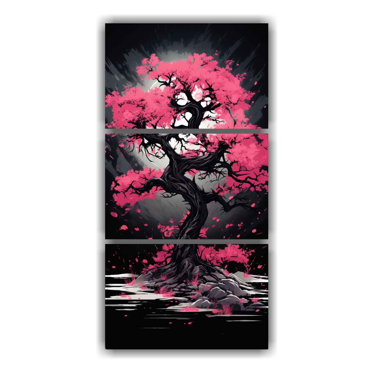 tr-ptico-moderno-exclusivo-rbol-roble-negro-y-rosa-para-decoraci-n-neonoir