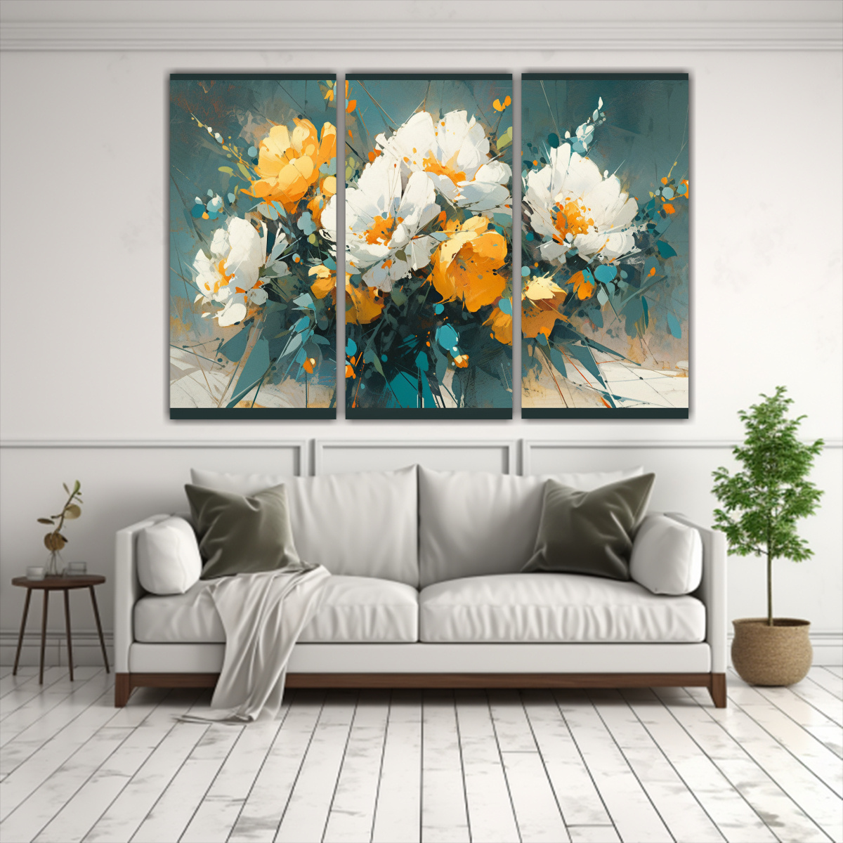 conjunto-3-cuadros-decorativos-nicos-amarillo-y-turquesa-flores-en-lienzo-1