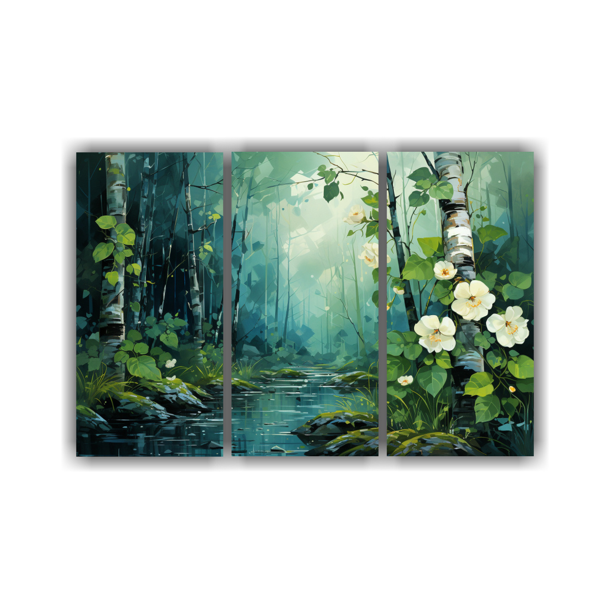 conjunto-3-lienzos-dibujo-rbol-abedul-en-verde-neonoir-pop