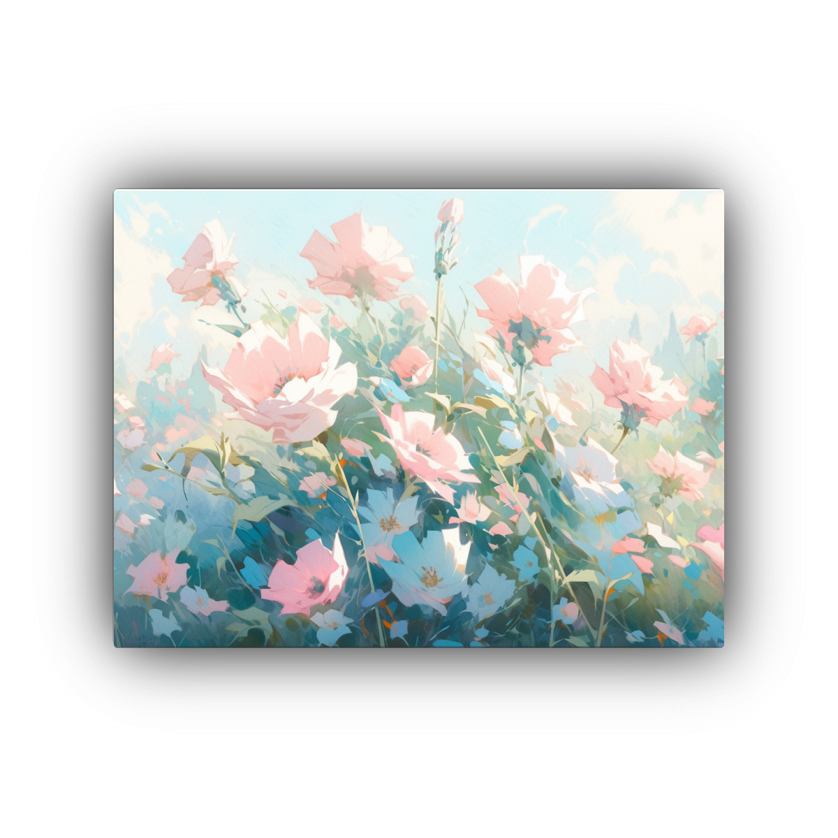 cuadro-abstracto-con-flores-en-tonos-turquesa-y-rosa