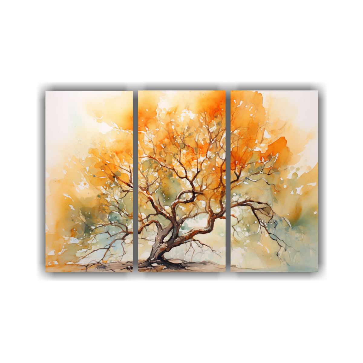 cuadro-abstracto-moderno-de-rbol-arbutus-en-colores-naranja-y-dorado