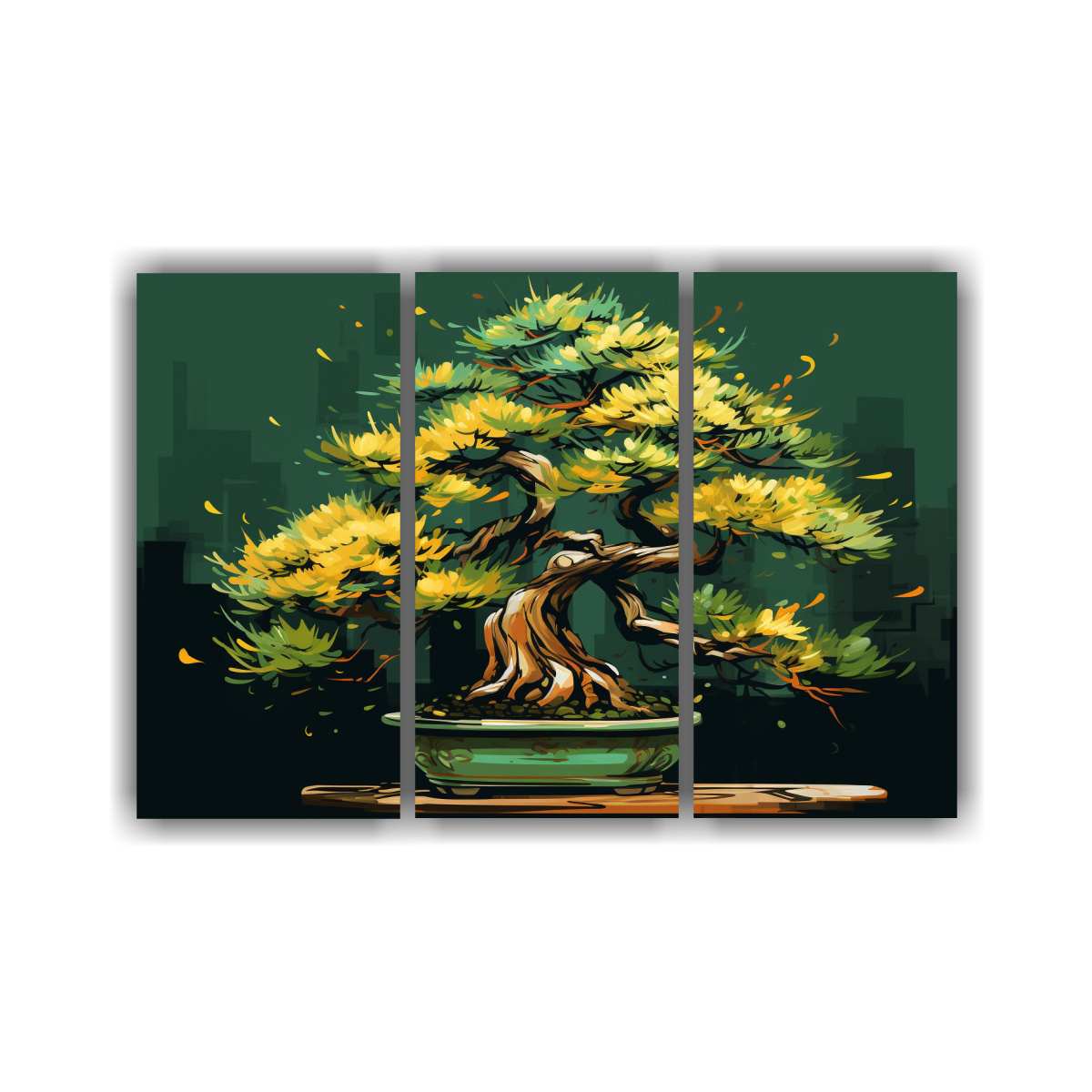 cuadro-concepto-comedor-set-3-telas-en-bastidor-rbol-bons-i-en-amarillo-y-verde-neonoir