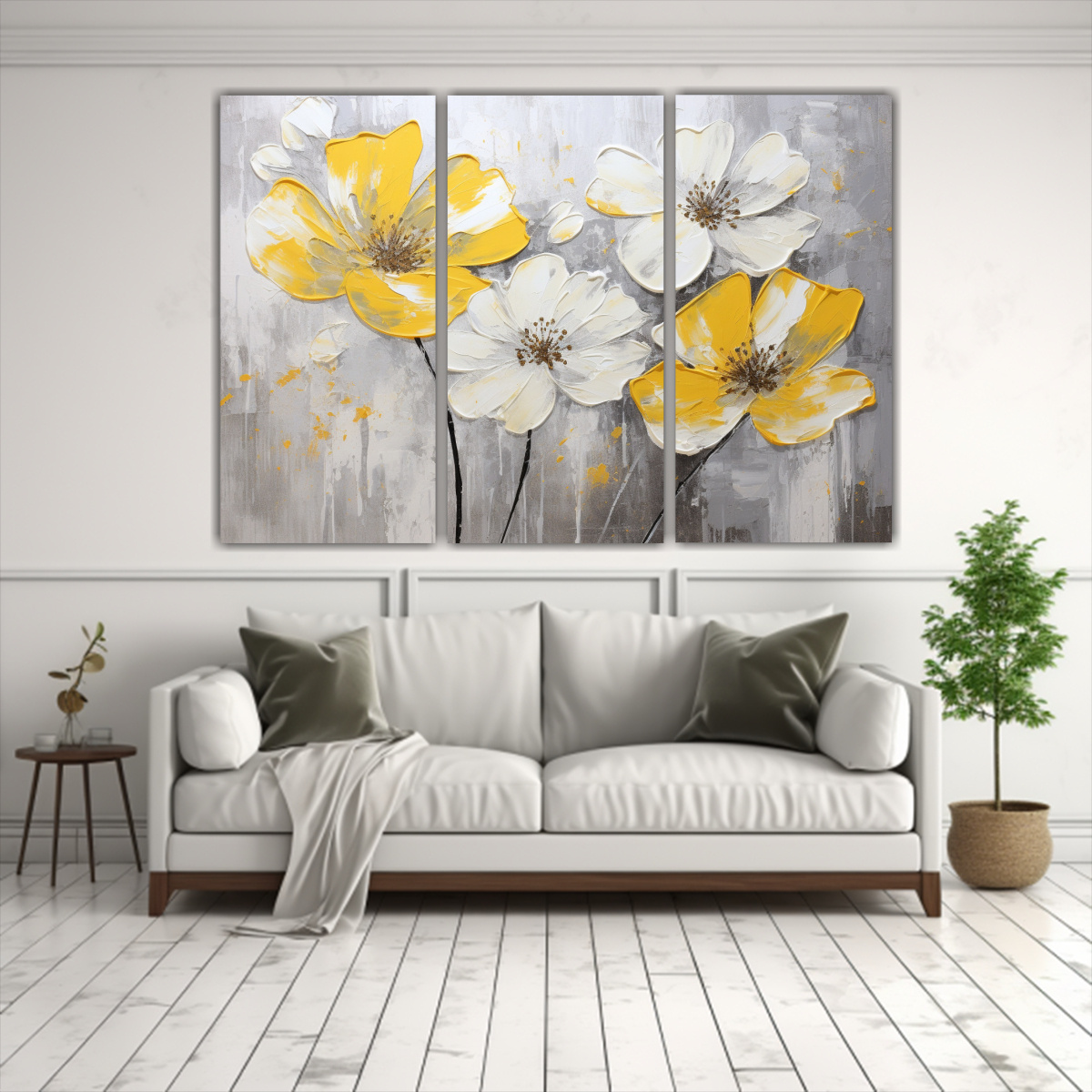 cuadro-de-flores-amarillas-y-plateadas-en-tela-1