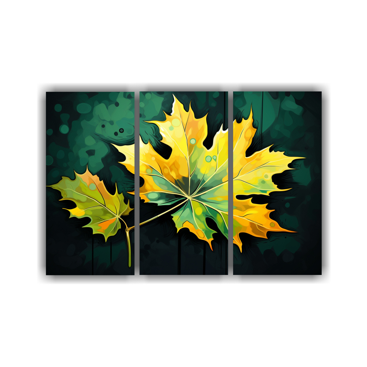 cuadro-de-hojas-de-arce-amarillas-y-verdes-en-bastidor-