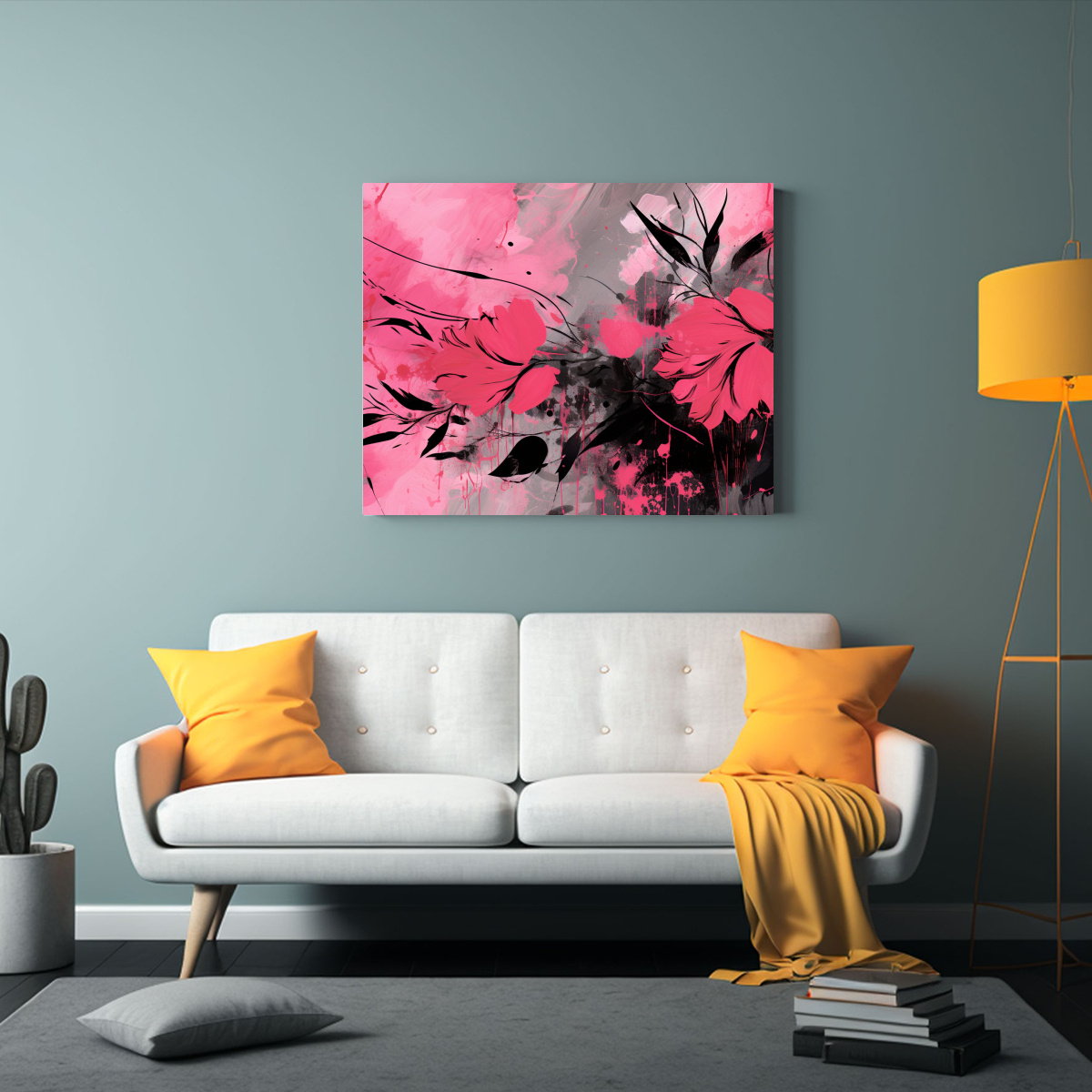 cuadro-en-lienzo-de-movimiento-floral-negro-y-rosa-estilo-decorativo-neonoir-1