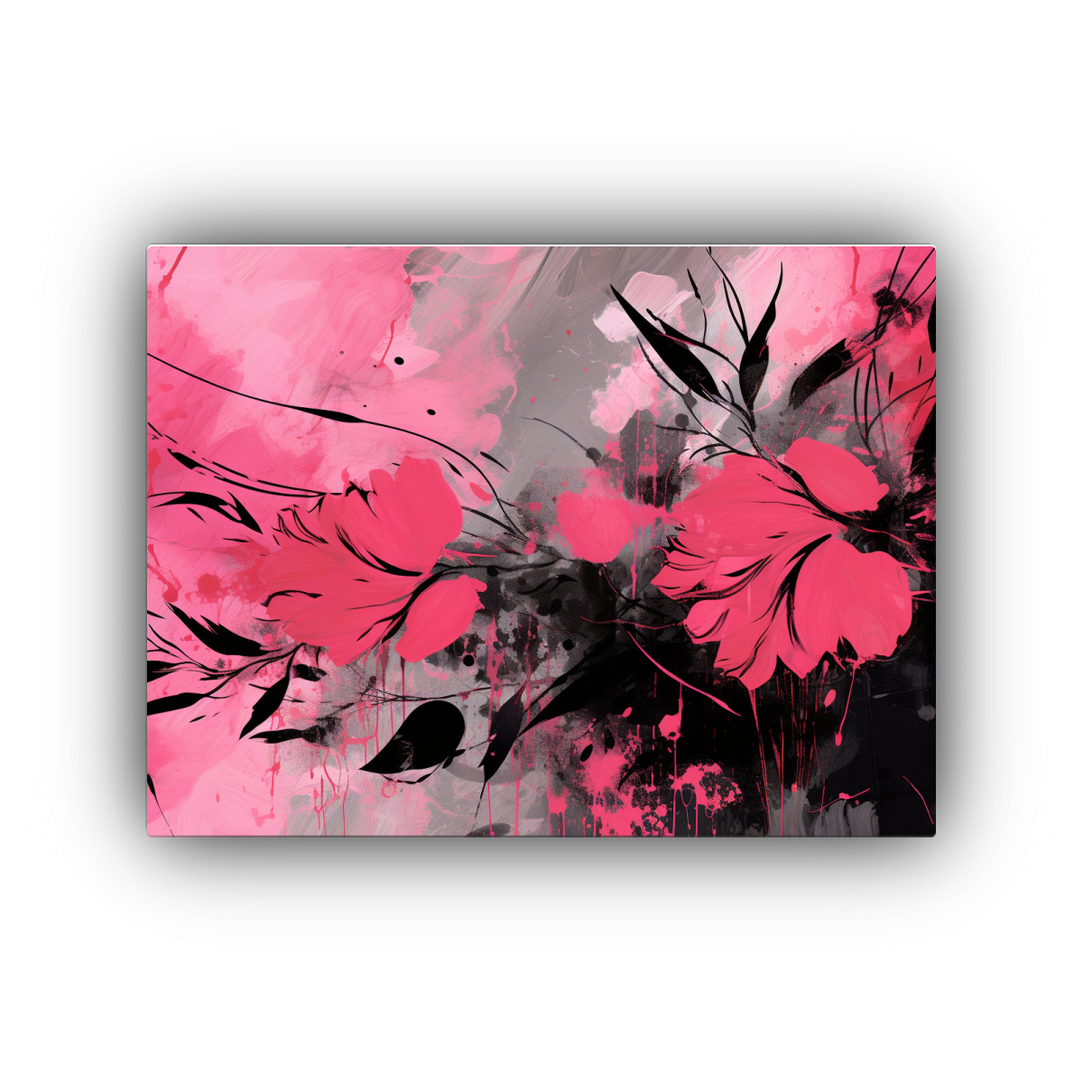 cuadro-en-lienzo-de-movimiento-floral-negro-y-rosa-estilo-decorativo-neonoir
