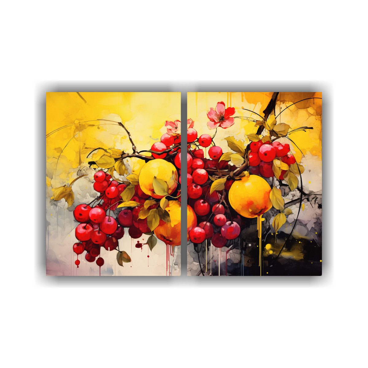 cuadro-impreso-rboles-frutales-en-amarillo-y-rojo-atmosfera-neonoir