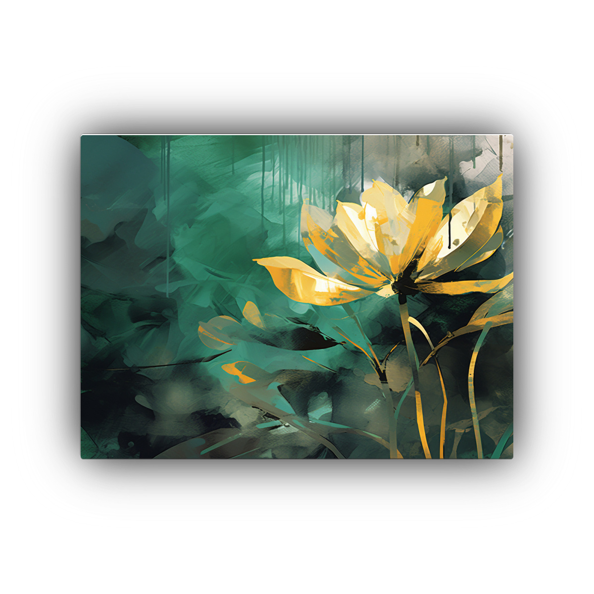 cuadro-mural-creativo-en-verde-y-dorado-estilo-neonoir-