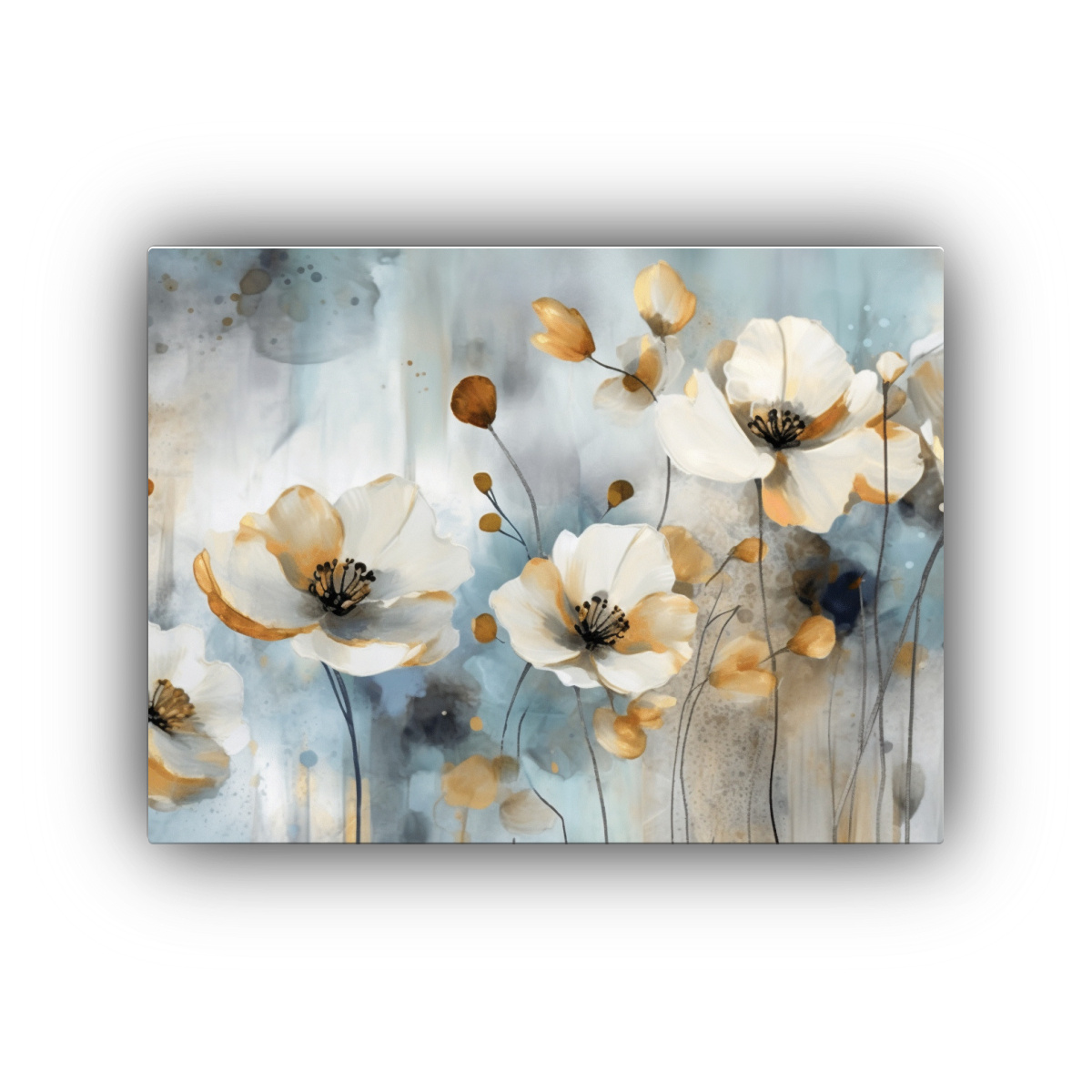 cuadro-tela-bastidor-flores-acuarela-tonos-azules-y-marrones-estilo-elegante