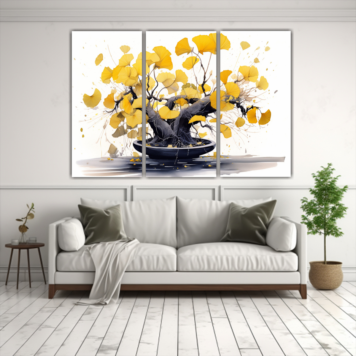 cuadro-tr-ptico-con-dise-o-de-ginkgo-biloba-en-amarillo-y-negro-1