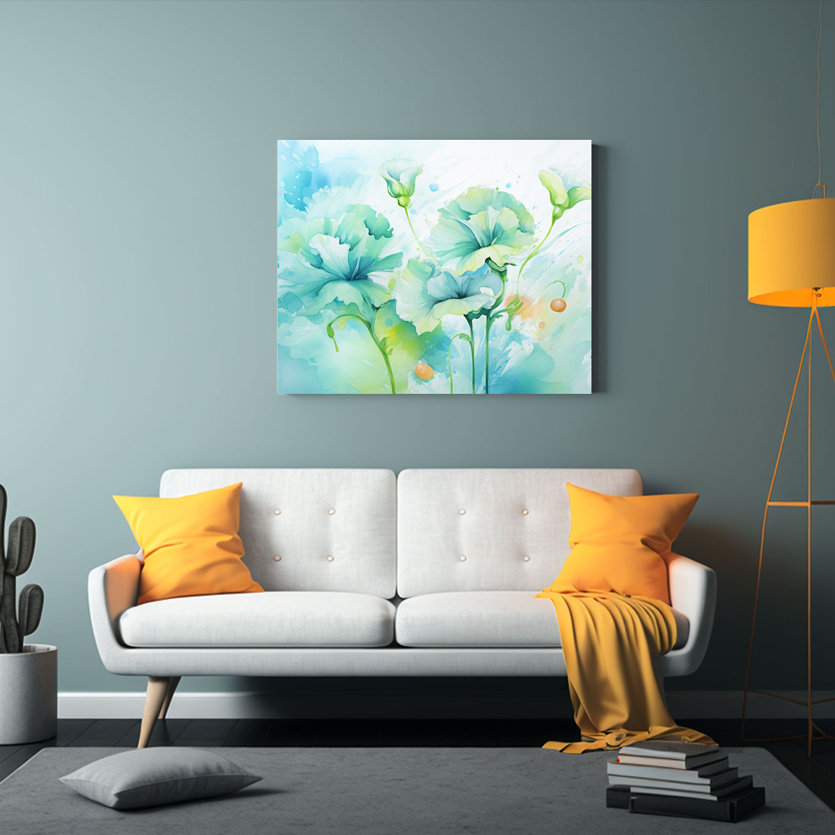 cuadros-abstractos-de-flores-en-tonos-verdes-y-turquesa-1