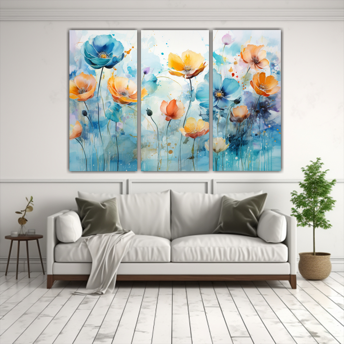 cuadros-abstractos-inspirados-en-la-vida-con-flores-de-buttercups-en-turquesa-y-rosa-1