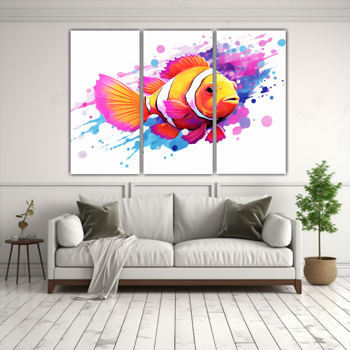 cuadros-composici-n-habitaci-n-pez-payaso-amarillo-y-rosa-arte-pop-neo-1