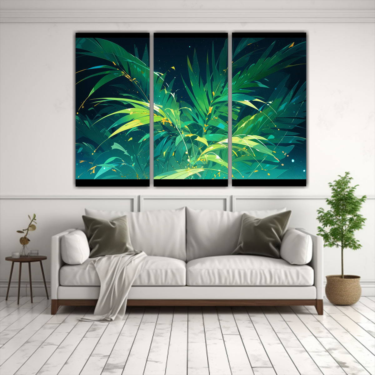 cuadros-de-pared-estilo-galer-a-hojas-de-palma-en-tonos-verdes-1