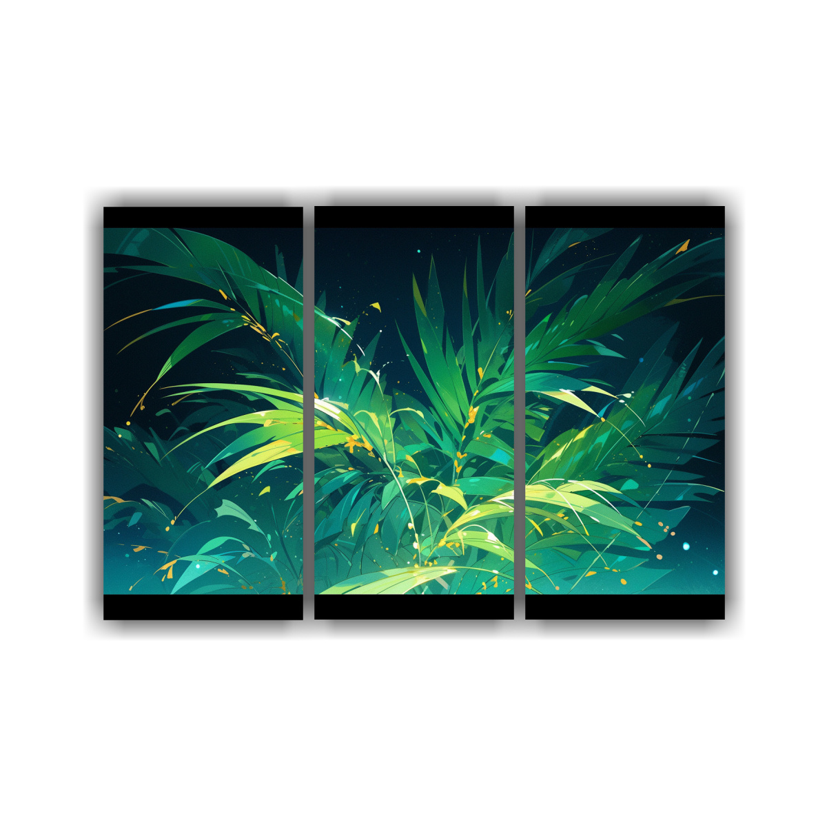 cuadros-de-pared-estilo-galer-a-hojas-de-palma-en-tonos-verdes