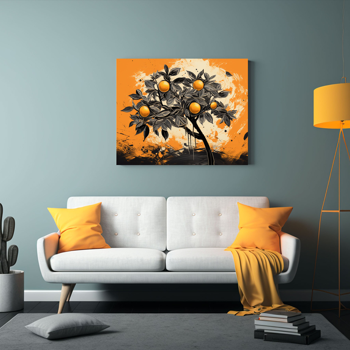 cuadros-de-sal-n-en-colores-naranja-y-negro-con-atmosfera-neonoir-1