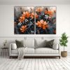 cuadros-de-tema-sal-n-a-naranja-y-negro-con-flores-en-lienzo-1