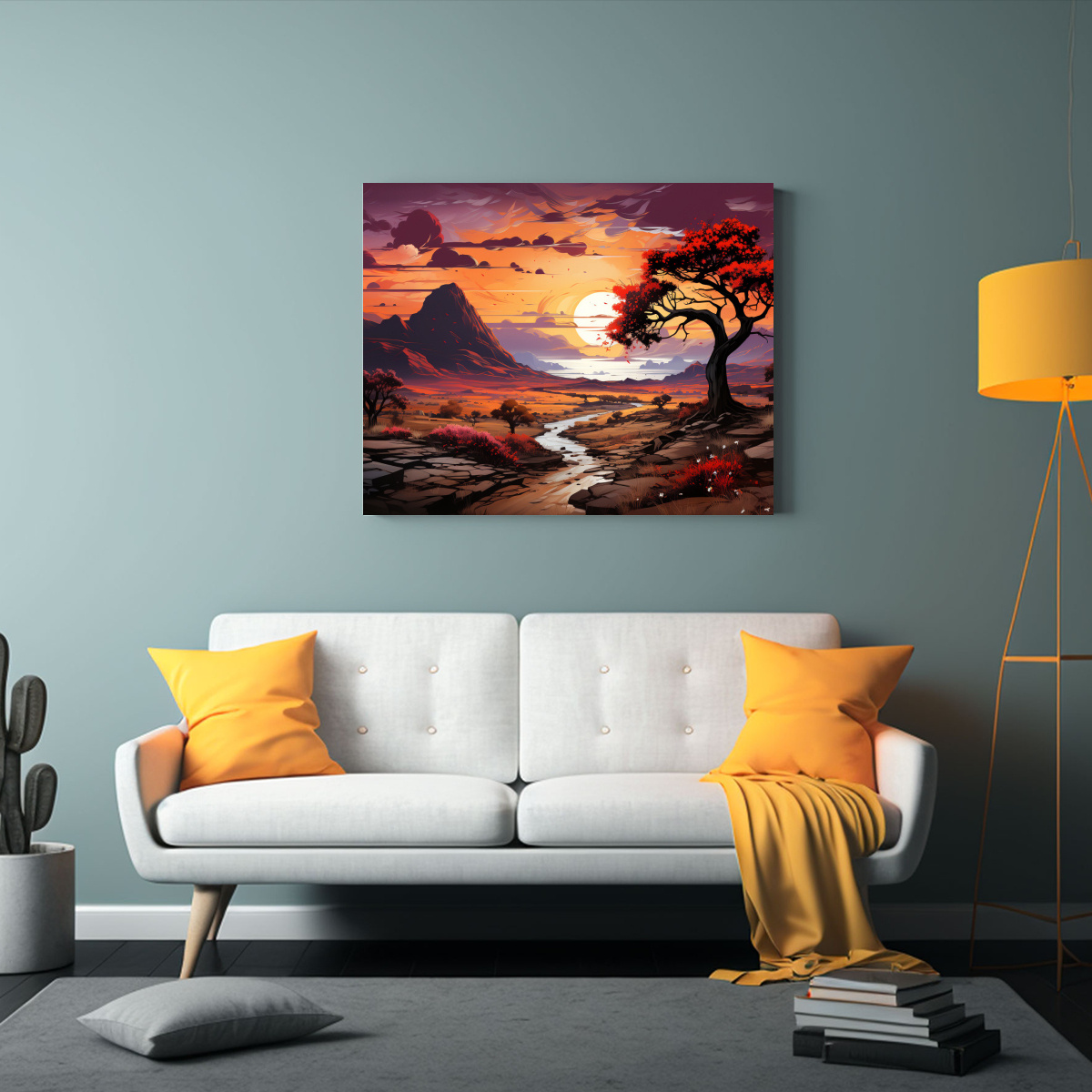 cuadros-decorativos-equilibrados-joshua-tree-en-tonos-morado-y-naranja-con-atm-sfera-neonoir-1