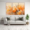 cuadros-decorativos-juveniles-en-naranja-y-dorado-con-flores-en-lienzo-1