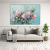 cuadros-en-tela-arte-gr-fico-turquesa-y-rosa-con-flores-en-lienzo-1