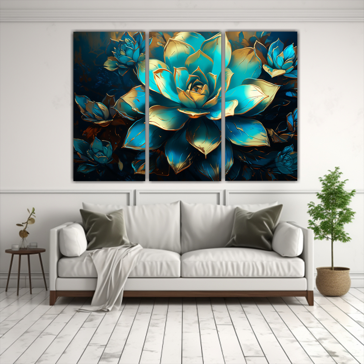 cuadros-tela-moderno-escenario-suculentas-en-turquesa-y-oro-neonoir-1