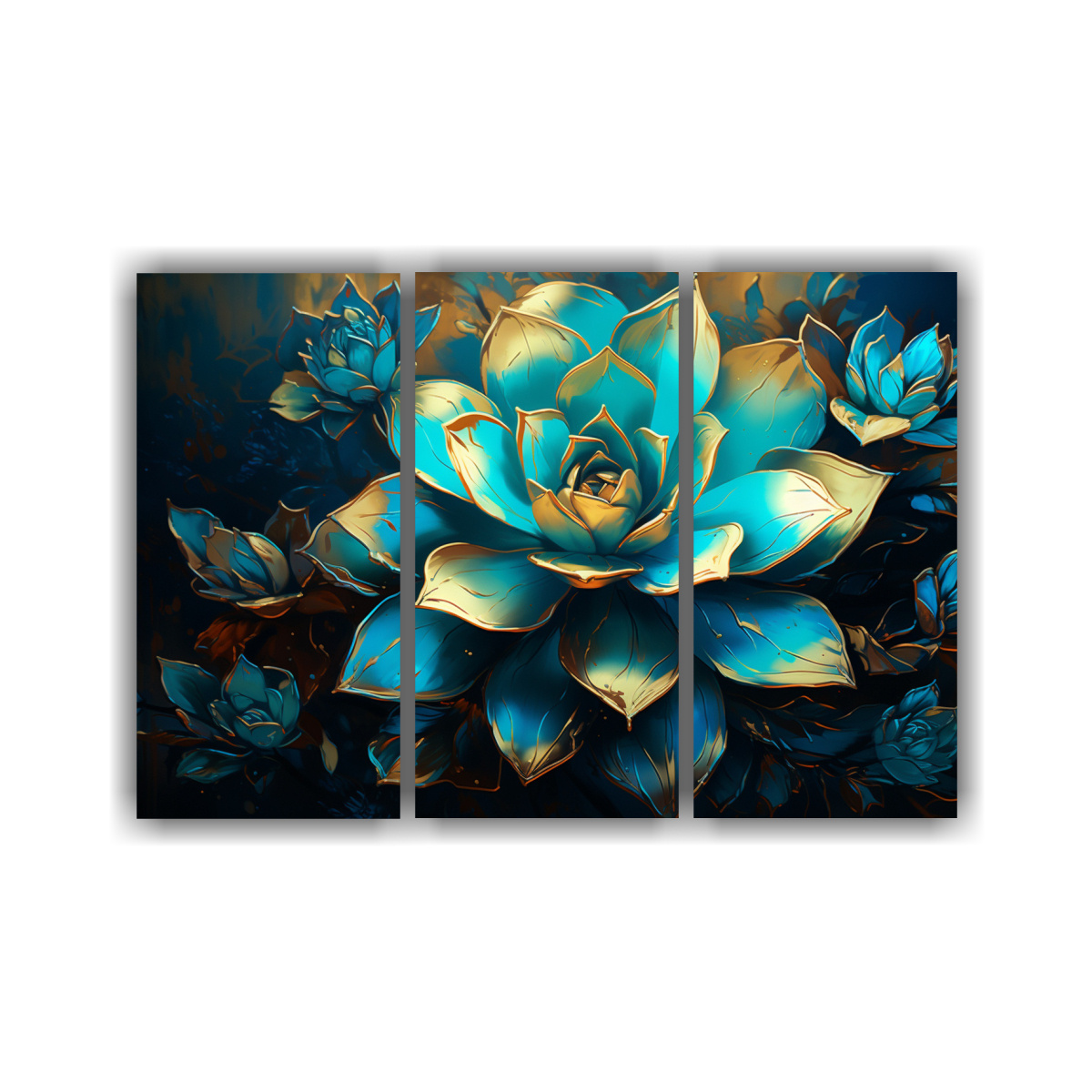 cuadros-tela-moderno-escenario-suculentas-en-turquesa-y-oro-neonoir