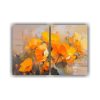 flores-amarillas-y-naranjas-en-pintura-lineal-sobre-lienzo-