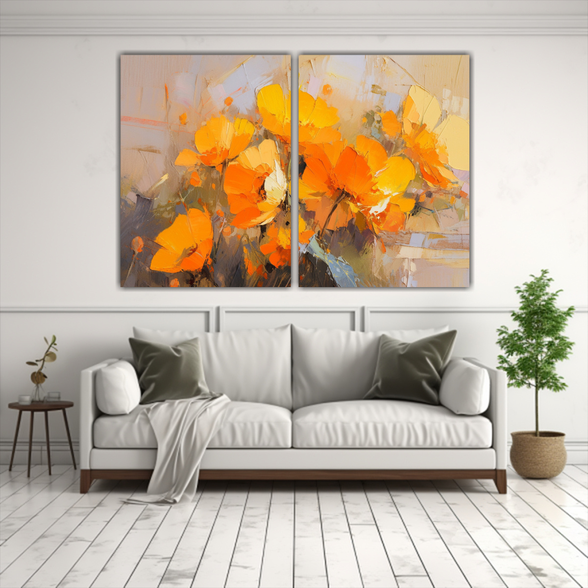 flores-amarillas-y-naranjas-en-pintura-lineal-sobre-lienzo-1-1