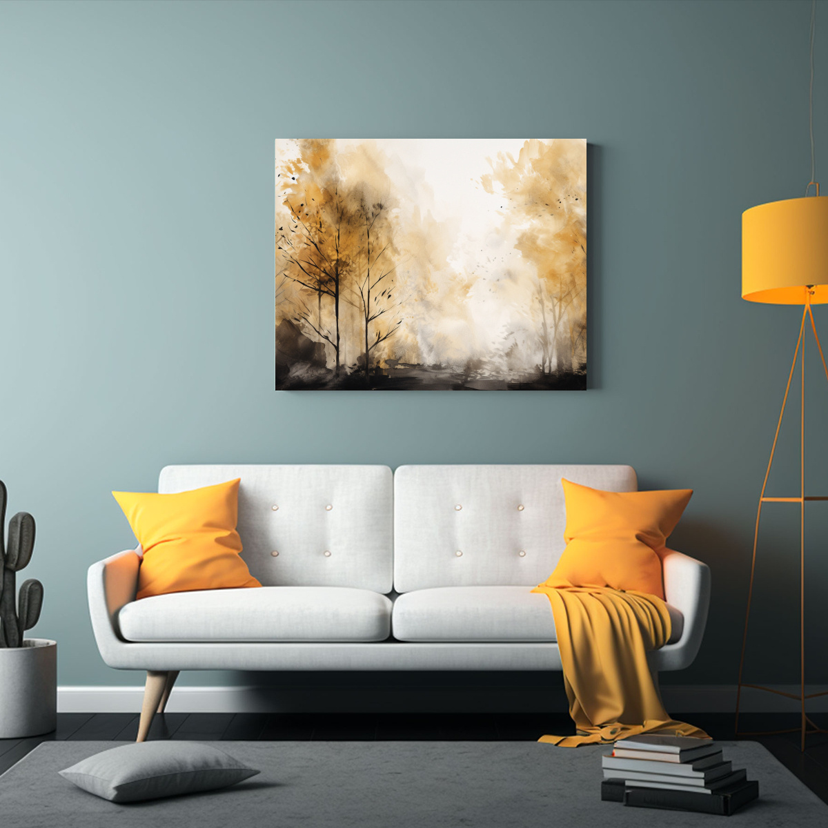 lienzo-hermoso-multicolor-rbol-en-bosque-abstracto-en-colores-oro-y-negro-1