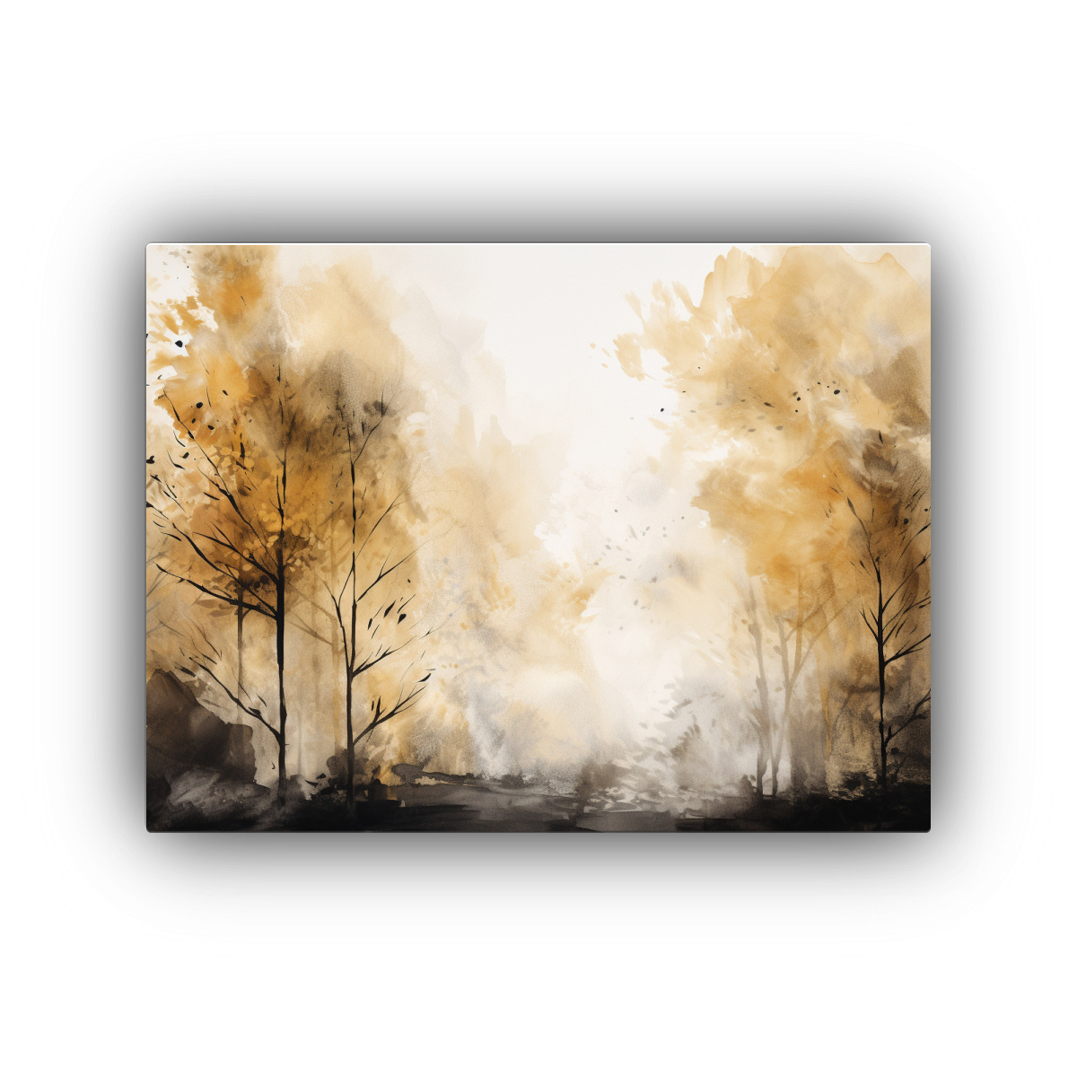 lienzo-hermoso-multicolor-rbol-en-bosque-abstracto-en-colores-oro-y-negro