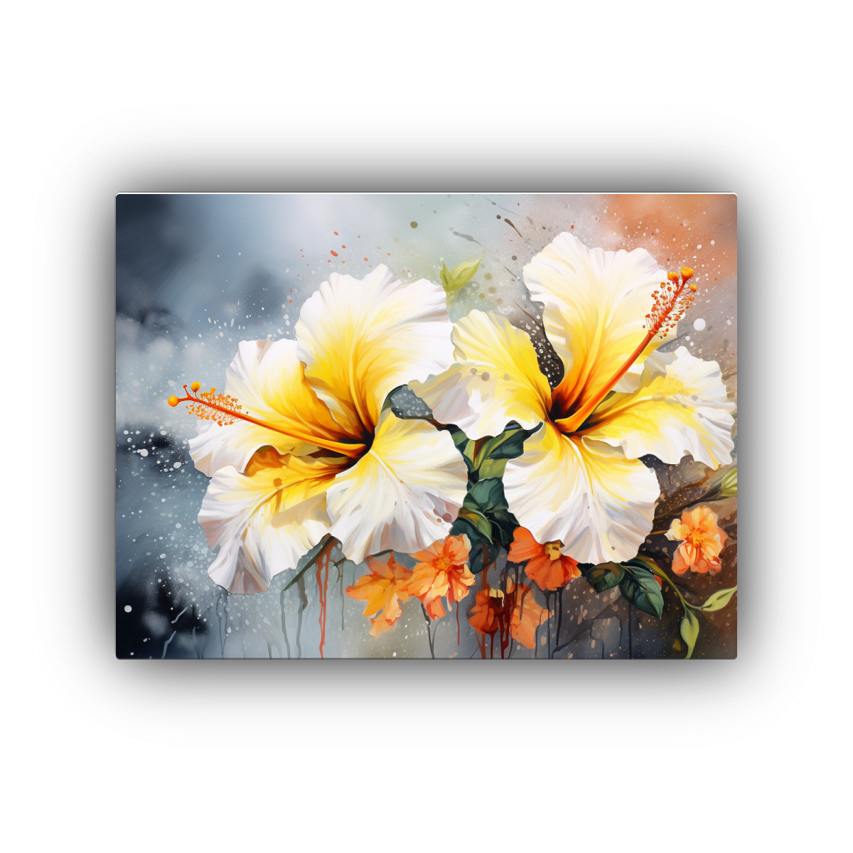 lienzo-tela-finas-l-neas-amarillo-y-blanco-pintura-abstracta-flores-hibisco