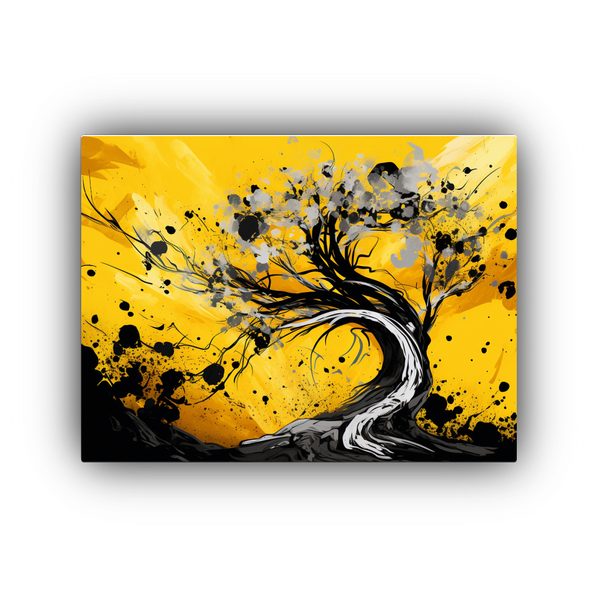 lienzo-vintage-rbol-de-alamo-en-amarillo-y-negro-estilo-neonoir-