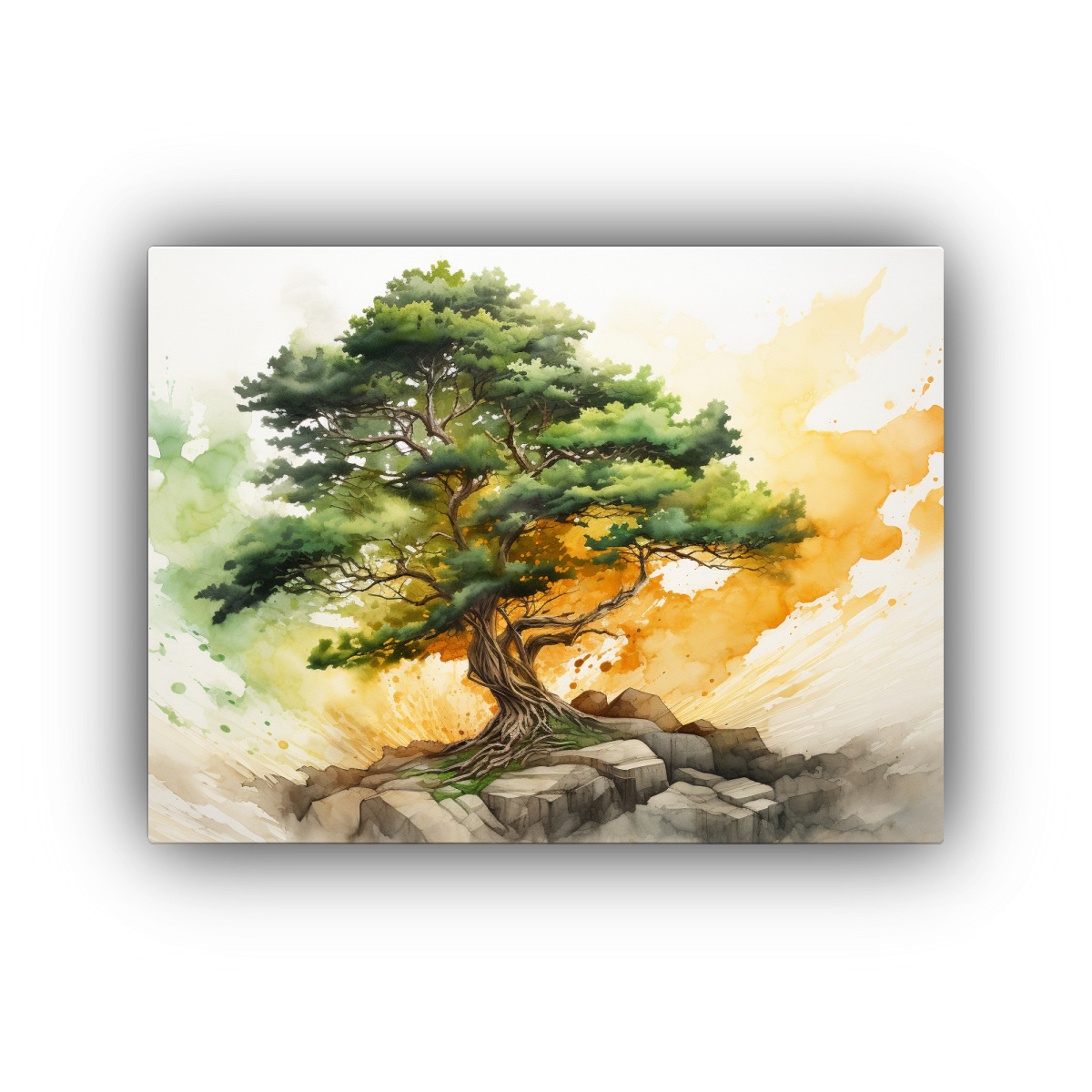 pintura-abstracta-de-alta-calidad-en-colores-verde-y-oro-con-un-rbol-de-cedro-luminoso-