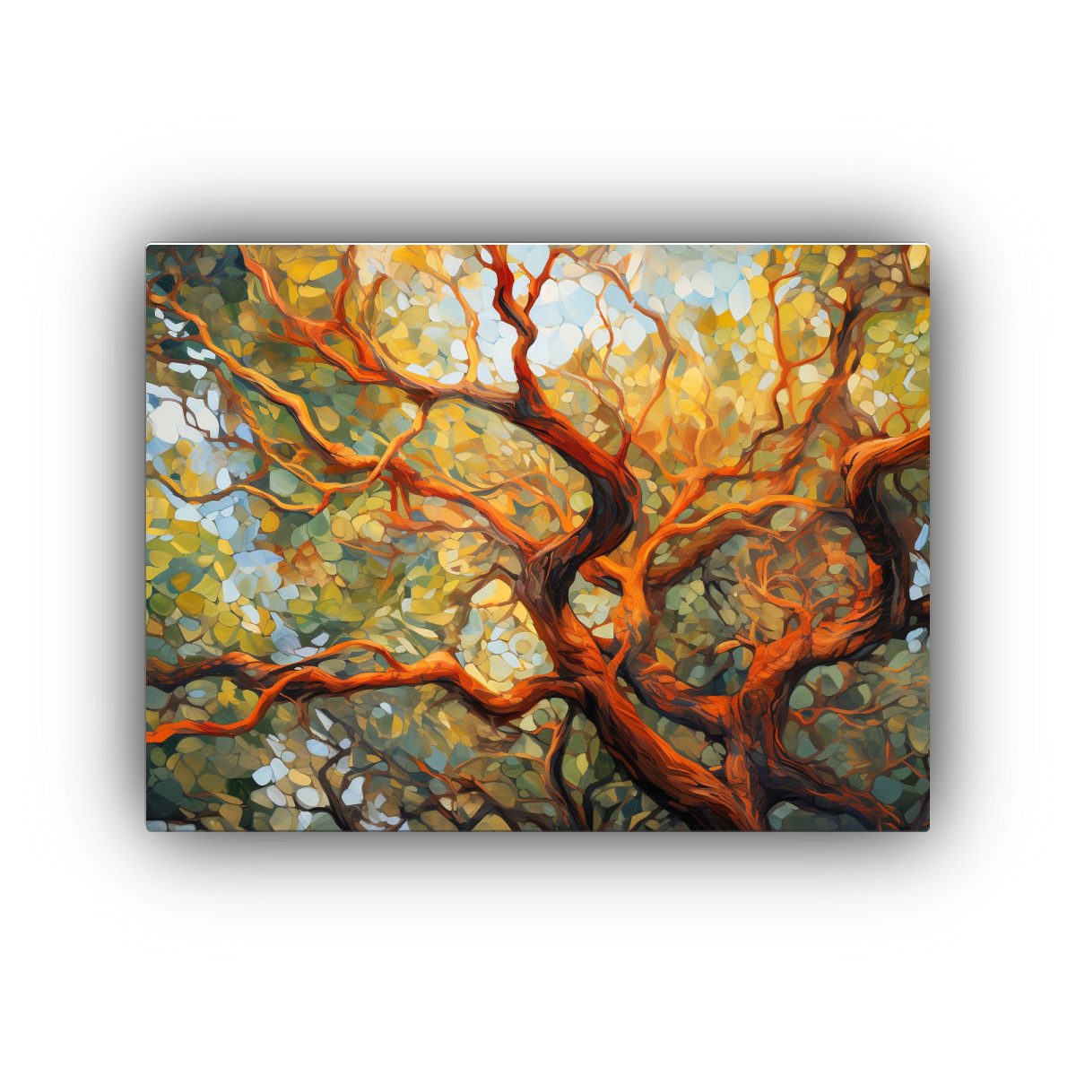 Pintura Abstracta De árbol Arbutus: Tonos Culturar En Estilo óleo ...