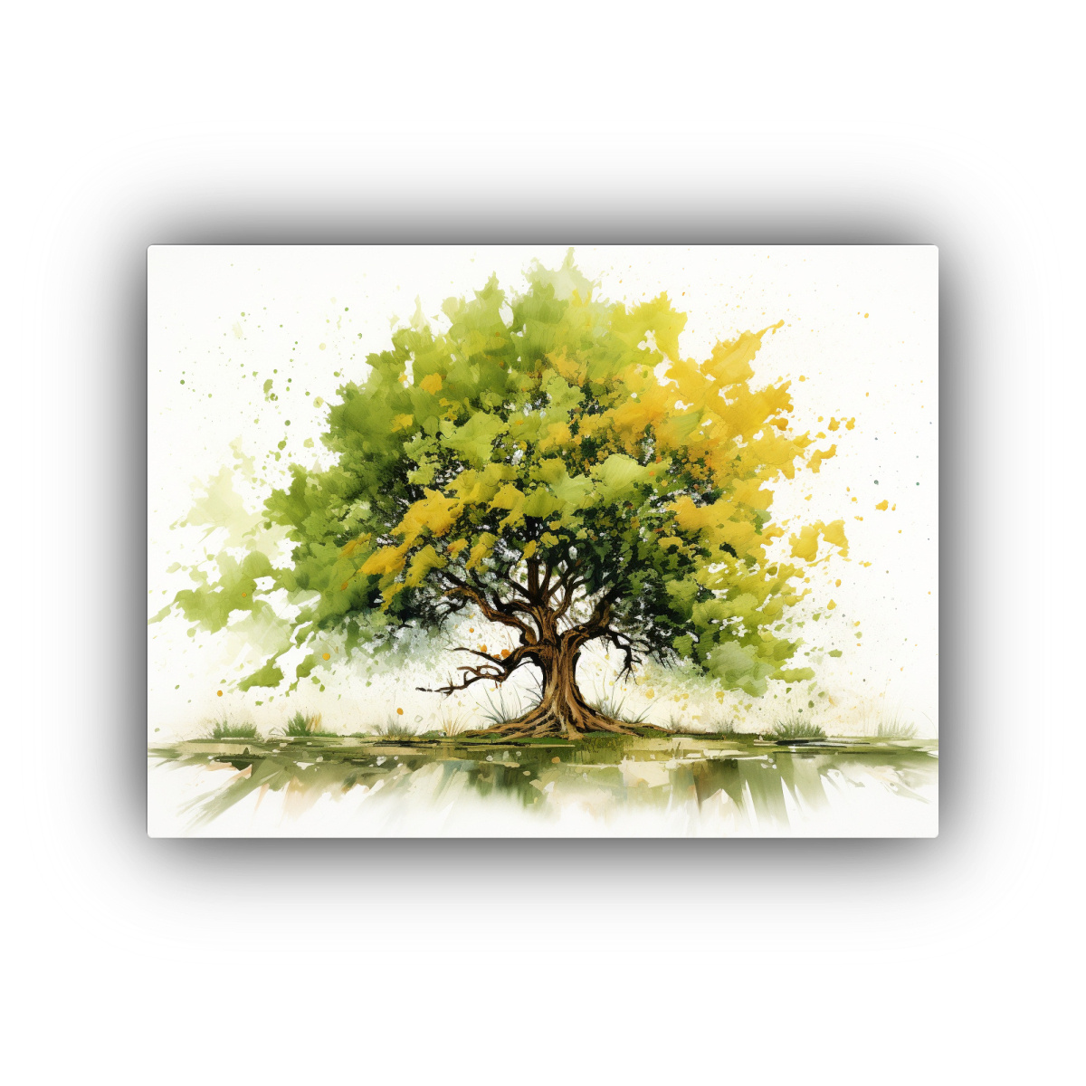 pintura-abstracta-de-ambiente-de-un-roble-en-colores-amarillo-y-verde