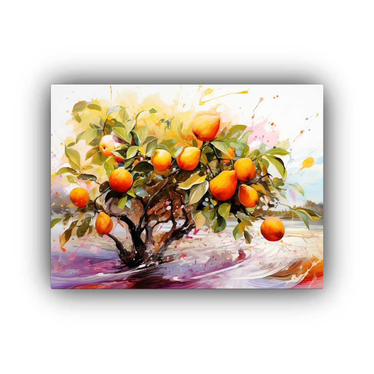 pintura-abstracta-de-colores-naranja-y-rosa-en-bastidor-horizontal